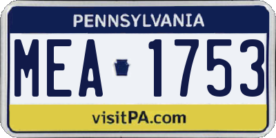 PA license plate MEA1753