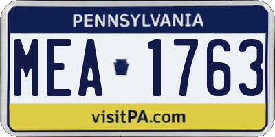 PA license plate MEA1763
