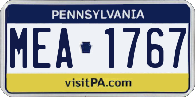 PA license plate MEA1767