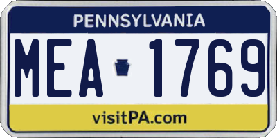 PA license plate MEA1769