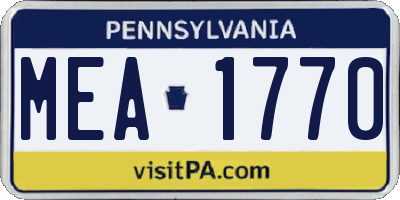 PA license plate MEA1770