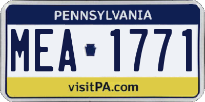 PA license plate MEA1771