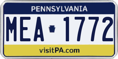 PA license plate MEA1772