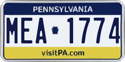 PA license plate MEA1774