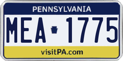 PA license plate MEA1775