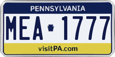 PA license plate MEA1777