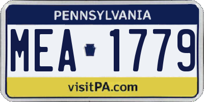 PA license plate MEA1779