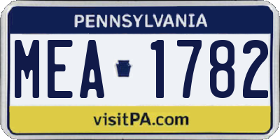 PA license plate MEA1782