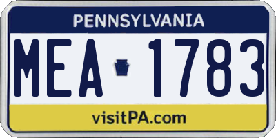 PA license plate MEA1783
