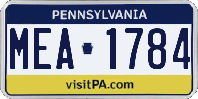 PA license plate MEA1784