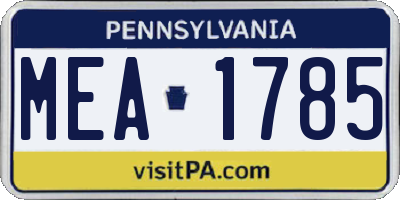 PA license plate MEA1785