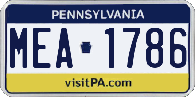 PA license plate MEA1786