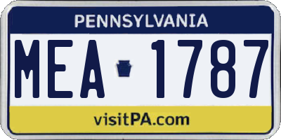 PA license plate MEA1787