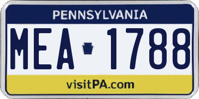 PA license plate MEA1788