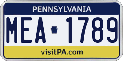 PA license plate MEA1789