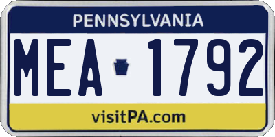 PA license plate MEA1792