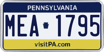PA license plate MEA1795