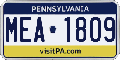 PA license plate MEA1809
