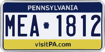 PA license plate MEA1812