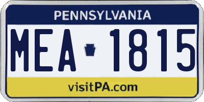 PA license plate MEA1815