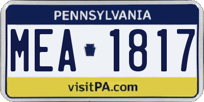 PA license plate MEA1817