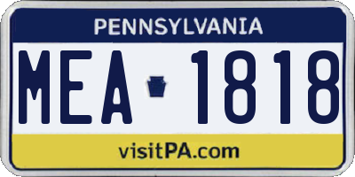 PA license plate MEA1818