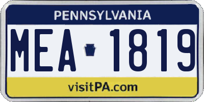 PA license plate MEA1819