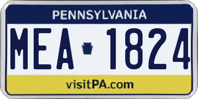 PA license plate MEA1824