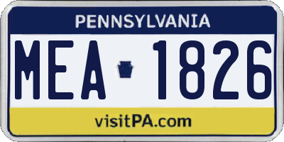 PA license plate MEA1826