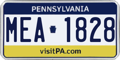 PA license plate MEA1828