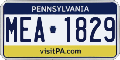 PA license plate MEA1829
