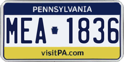 PA license plate MEA1836