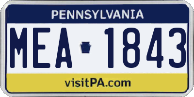 PA license plate MEA1843
