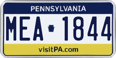 PA license plate MEA1844