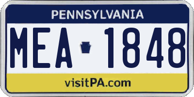 PA license plate MEA1848