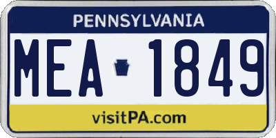PA license plate MEA1849