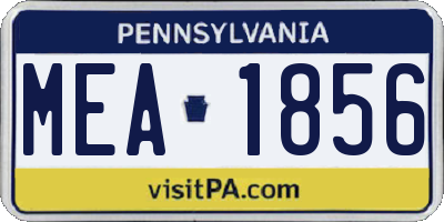 PA license plate MEA1856