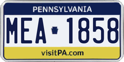 PA license plate MEA1858