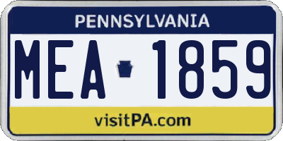 PA license plate MEA1859