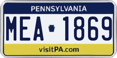 PA license plate MEA1869