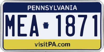 PA license plate MEA1871