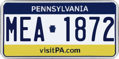 PA license plate MEA1872