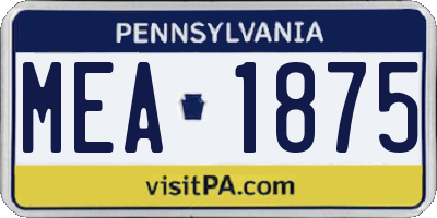 PA license plate MEA1875