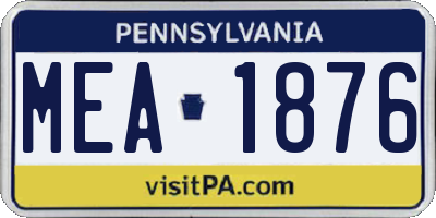 PA license plate MEA1876
