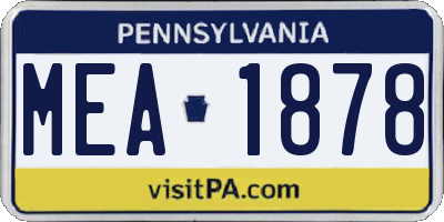 PA license plate MEA1878