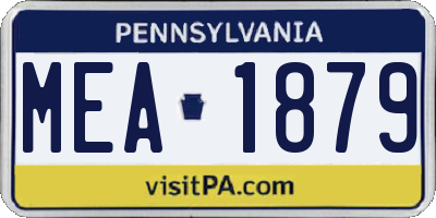 PA license plate MEA1879