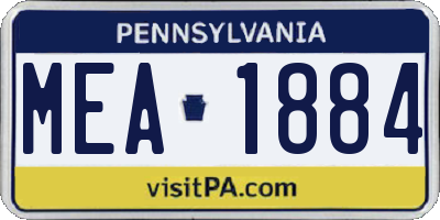 PA license plate MEA1884