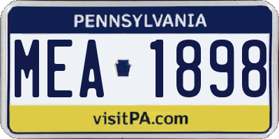 PA license plate MEA1898