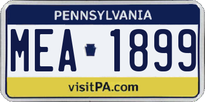 PA license plate MEA1899