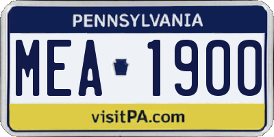 PA license plate MEA1900